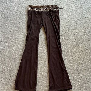 Boho Brown Pants with Paisley Waist